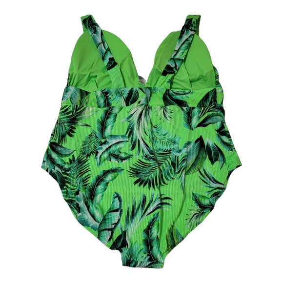 Costal Waves Swimwear Green Floral Size 3X - Picture 6 of 7